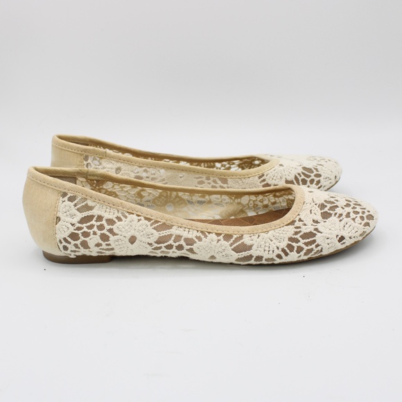 Lucky Brand Elisabeta Crochet Creme Ballet Flats - Picture 4 of 8